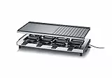 SEVERIN Raclette Grill con Placa Antiadherente, Placa de Parrilla Reversible Acanalada y Lisa, Superficie de Asado de 48,5 X 24 cm, Potencia 1.700 W, Regulador de Temperatura Continuo. Negro. RG 2375