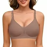 Xnova Sujetador sin Aros Mujer con Relleno Sujetadores Reductor Push Up sin Costuras Sexy Básicos Sostenes Cuello En V Brasieres Comodos para Dormir, Gris, M
