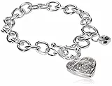 Guess Pulsera de Cadena con Logotipo, Pulsera de eslabones de corazón, Talla única, Cristal, Talla única, Cristal, Crystal