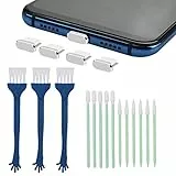 cobee Kit de Limpieza de teléfono Celular, 17 Piezas, Kit de Cepillo de Limpieza de Puerto de teléfono USB C tapón Antipolvo de Metal cepillos de Limpieza de Altavoz de teléfono(Negro) (Plata)