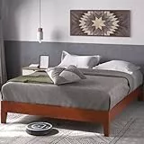 Zinus Wen Cama 150x200 cm - Altura del marco de cama 30 cm - Marco de cama de plataforma de madera de lujo con soporte de listones de madera - Marrón