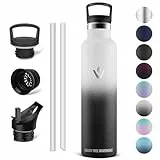 Vikaster Botella agua termica, Botella Agua Acero Inoxidable 1 litro, Estanqueidad, Mantener 12H Caliente/24 Frío, Termo Sin BPA, para Deporte, Viaje, Escuela, Exterior, Oficina, Hogar.