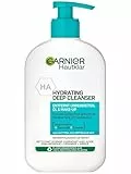 Garnier Limpiador facial transparente para eliminar impurezas, aceite y maquillaje, con ácido hialurónico, ceramida y arcilla, limpiador profundo hidratante, 1 x 250 ml