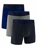 Under Armour 3-Pack Performance Cotton Boxer Brief, 6' Inseam, All-Day Comfort & Ultra-Soft Ropa Interior de Hombres, Midnight Navy-Core, XL (Pack de 3)