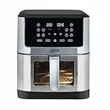 JOCCA - Freidora de Aire 8L con Ventana, Pantalla Táctil LED, 1800W, 10 Programas, Color Plata