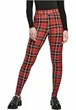 Urban Classics Mallas para mujer, Pantalones de Yoga Mujer, Rojo (Red Check), M