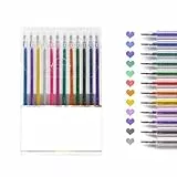 12 Bolígrafos de Gel con Purpurina, Bolígrafos de Gel de Tinta de Secado Rápido, Bolígrafo Gel de Colores Metálicos de 1,0 mm con Purpurina para Dibujo y Escritura Bocetos y Manualidades (12 Colores)