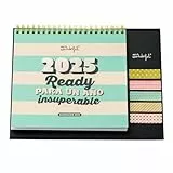 Mr. Wonderful - Calendario de Sobremesa 2025 - Ready para un año insuperable - Incluye 6 Hojas de Pegatinas y 1 Bloc de Notas Adhesivas