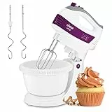 Ufesa BV4655 Batidora Amasadora con Bol Giratorio, 400W, 5 velocidades + Turbo, Tecla Expulsión Accesorios, 2 Varillas Amasadoras, 2 Varillas Batidoras, Diseño Ergonómico con Agarre de Tacto Suave