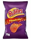 Ruffles Flamin Hot, Snack de patata Picante con corte ondulado, bolsa individual de aperitivo, 75 gr