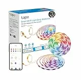 Tapo - Tira de luces LED inteligente, 2 x 5 m, control por aplicación Wi-Fi, tiras de luz LED RGB, revestimiento de PU, funciona con Alexa y Apple HomeKit, apto para TV, cocina, bricolaje