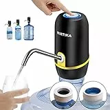 MIRTIKA Dispensador de Agua Automático para Garrafas y Botellas | Bomba Eléctrica USB Recargable | Adaptadores Universales para Bidones (Negro)