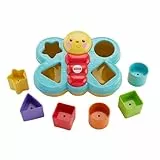 Fisher-Price Mariposa Descubre Formas, bloques para encajar y apilar para bebés +6 meses (Mattel CDC22)