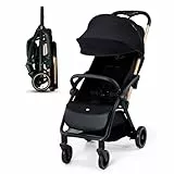 Kinderkraft APINO Silla de Paseo bebé, Carrito, Carro bebé, AUTO FOLDING, Plegado Automático, Posición reclinada, Posición Tumbada, Ligero, 7,5g, Impermeable, Carga Máxima 24 kg, Negro