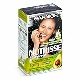 Garnier Nutrisse Creme Coloración Nutritiva Permanente, Tinte 100% Cobertura de Canas con Mascarilla Nutritiva de 4 Aceites - Tono 1 Negro