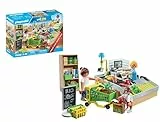 PLAYMOBIL MyLife Promo Pack 71648 Supermercado ecológico, Incluyendo Caja registradora con Cinta transportadora, Carrito de Compras y Tres Figuras, Juguetes para niños y niñas a Partir de 4 años
