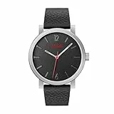 HUGO Reloj Analógico de Cuarzo para Hombre Colección #RASE con Correa de Cuero Negra - 1530115