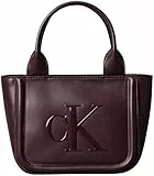 Calvin Klein Bolso Tote Mujer Bold Small With Strap con logotipo, Rojo (Fudge), Talla Única