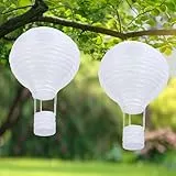 Qedertek Lámparas solares colgantes para exteriores, 2 farolillos solares de 30 cm, resistentes a la intemperie, farolillos de jardín con llama parpadeante, globo aerostático de nailon para exteriores