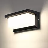 Lightsjoy Aplique Pared Exterior 18W Lampara Exterior Pared Impermeable IP66 Negro LED Aplique de Pared,Luz de Pared Moderno para Jardines Pasillo Terraza, 1800Lumen-Neutro Blanco 4500K