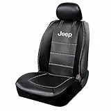 Plasticolor 008631R01 - Funda de Asiento con Logotipo de Jeep Negro con Costuras Bordadas de Alto Contraste, Estilo sin Laterales de 3 Piezas, Individual