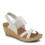 Skechers BEVERLEE HIGH TEA, Sandalias de Punta Descubierta para Mujer, Natural Sparkle Linen/ Gore Trim, 38 EU