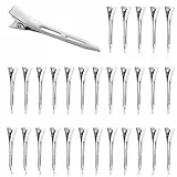 Giantree Paquete de 30 clips de metal para pico de pato, pinzas rizadoras de partición para peinar, pinzas de pelo plateadas de 5,5 cm, clip de metal de piel de cocodrilo para peinar particiones