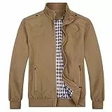 Allthemen Chaqueta de hombre con cuello alto chaqueta de entretiempo chaqueta deportiva de ocio de otoño chaqueta bomber Caqui L