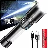 Shadowhawk Linterna LED recargable con pantalla LCD y luz lateral COB, 7 modos, XHM90.2, 1000000 lúmenes, linterna LED extremadamente brillante, portátil, linterna táctica, fuerte para camping al aire