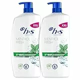 H&S Menthol Fresh Champú Anticaspa 2x1000ml con Dispensador, para Uso Diario. Hasta 100% de Protección Anticaspa, Clínicamente Probado. Para Todo Tipo de Pelo y Cuero Cabelludo Frescor, Aroma a Mentol