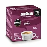 Lavazza A Modo Mio Lungo Dolce, 1 Paquete de 16 Cápsulas de Café, 100 % Arábica, Sabor Dulce y Suave, Intensidad 6/13, Tostado Medio, para un Espresso de 40ml