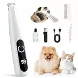 GlasFlength Cortapelos para Perros con Luz LED, Cortapelos Perros Bajo Nivel de Ruido Inalámbrico Maquina Cortar Pelo Perros Recargables para Perros Gatos Patas Ojos Orejas Cara Cuerpo (Blanco)