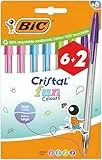 BIC Cristal Fun Bolígrafos de Colores de Punta Ancha (1,6 mm) - Colores Surtidos, Pack de 8 (6+2 gratis)