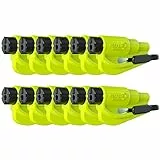 resqme La Herramienta Original para Llavero de Escape de Emergencia de automóvil, Cortador de cinturón 2 en 1 y rompevidrios, Martillo de Emergencia Compacto Amarillo, Paquete de 12