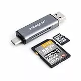 Integral Adaptador Lector de Tarjetas de Memoria microSD y SD - Doble conexión USB 3.0 y USB-C - para iPhone 15/16 Plus/Pro/Pro MAX, MacBook Pro/Air M1/M2/M3/M4, iPad, PC, portátil, Smartphone