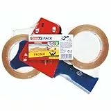 tesa Dispensador de Cintas de Embalaje y tesapack Fuerte en Set , 2 Cintas de para Embalajes con 1 Dispensador , Transparente , 66 m x 50 mm