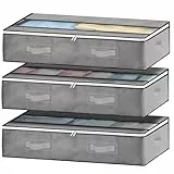 GoMaihe 3 Piezas, Almacenaje Bajo Cama, Plegable Bolsas para Guardar Ropa Con Mango Reforzado, Caja Organizador Armario para Edredón, Manta Zapatero