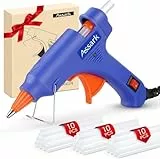 Pistola de silicona caliente ignífuga con 30 barras de pegamento caliente (7 mm x 130 mm), mini pistola de pegamento caliente para la escuela, manualidades, arte o reparaciones, 20 W (azul N)