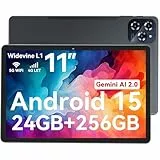TABWEE Tableta Android 15 con Gemini AI, 24 GB RAM + 256 GB ROM (2 TB TF), Tablet Gaming, Pantalla Grande 11 Pulgadas, Tableta 4G Doble SIM, Widevine L1, TÜV, GPS