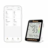 Temtop S1+ Medidor de Calidad del Aire PM2.5, AQI, Temperatura y Humedad, Batería Ultra Larga Duración de 100 Días, Termómetro Con Conexión APP, Ideal para Hogar y Oficina