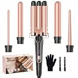 BESTOPE PRO Rizador de Pelo 5 en 1 con 3 Barriles Intercambiables – Ondas Grandes, Calentamiento Rápido, Ajuste de Temperatura, Tecnología Iónica, Guante Térmico y 2 Pinzas – Oro Rosa