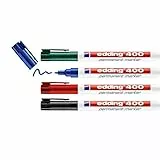 edding 400 marcador permanente - negro, rojo, azul, verde - 10 rotuladores - punta fina redonda 1 mm - resistente al agua,de secado rápido,rotuladores indelebles - para cartón,plástico,madera,metal