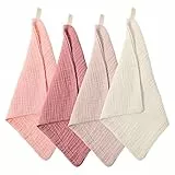 Qianyu 4 paños suaves para la cara, toallitas desmaquillantes muselinas, toallas faciales absorbentes, limpieza diaria, viajes, para mujeres y hombres