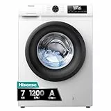Hisense WFQP701219VM - Lavadora, Clase A, 7 Kg, 1200 rpm, Alto 84.5 cm x Ancho 59.5 cm, Blanco