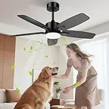Airwit 106cm Silencioso Ventilador de Techo con Luz Doble Cara Aspas, LED Lampara Ventilador Techo con Mando a Distancia y Reversible Motor DC para Dormitorio Salon, 6 Velocidades