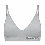 Reebok Crop Top Deportivo Elástico Mujer, con Tirantes Ajustables, Acolchado Inalámbrico y Extraíble - Gris Marga