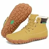 SAGUARO Zapatillas Barefoot Invierno Hombre Botas de Nieve Antideslizante Impermeables con Forradas Caliente Botines Ligeras Minimalistas, Amarillo, 43 EU