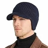 YAMEE Gorro Invierno Hombre con Orejeras,Sombreros de Punto para Hombre Cálido,Gorras Hombre con Forro otoño/Invierno