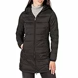Amazon Essentials Abrigo Acolchado con Capucha, Ligero e Impermeable (Disponible en Tallas Grandes) Mujer, Negro, XL