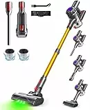 VACTechPro V15 Aspiradora sin Cable,35kPa Aspirador de Mano,6 en 1 Inalámbrica con 35minutos de autonomía y batería extraíble,Aspirador Escoba Ideal para Pelo de Mascota/Alfombra/Suelo Duro&Oro